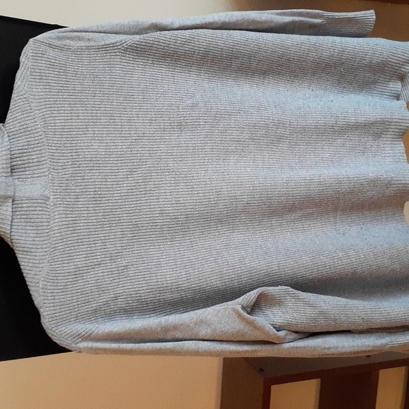 Reitman's Light Grey Ribbed Cardigan -3/4 Sleeve - Women's Size Large Petite - Picture 3 of 7